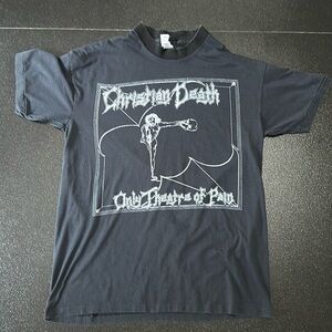 Vintage Punk Christian Death Reunion Tour t-shirt from 1989. Backprint.
